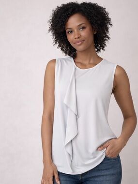 3/$25 Banana Republic Light Grey Draped Sleeveless Blouse | Elegant Workwear Top